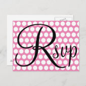 Elegant Black RSVP Roze en White Polka Dot. Uitnodiging Briefkaart (Voorkant / Achterkant)