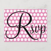 Elegant Black RSVP Roze en White Polka Dot. Uitnodiging Briefkaart (Voorkant)