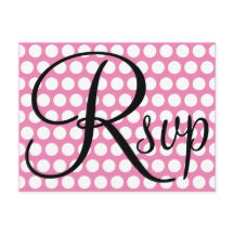 Elegant Black RSVP Roze en White Polka Dot.