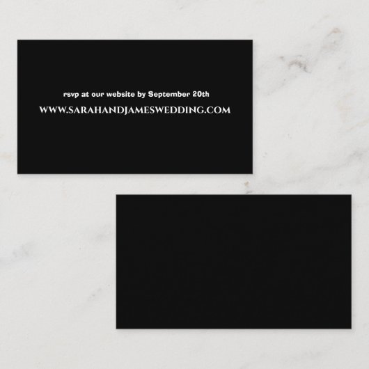 Elegant Black RSVP Weddenschap Website Enclosure C Contactkaartje (Voorkant / Achterkant)