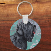 Elegant Black Russische Terrier Sleutelhanger (Voorkant)
