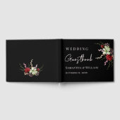 Elegant Black Rustic Boho Wildflower Wedding Gastenboek (Volledig)