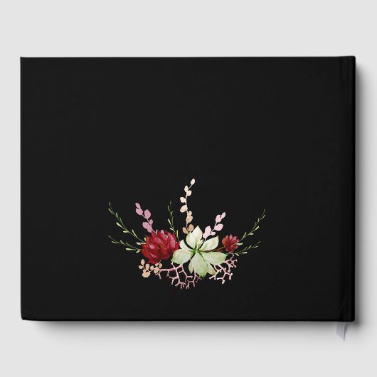 Elegant Black Rustic Boho Wildflower Wedding Gastenboek (Achterkant)