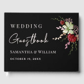 Elegant Black Rustic Boho Wildflower Wedding Gastenboek (Voorkant)
