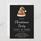 Elegant Black Rustic Santa Hat Christmas Party Kaart (Voorkant)