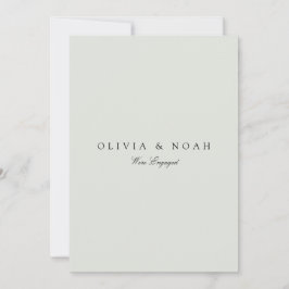 Elegant Black & Sage Verloving Aankondiging Kaart