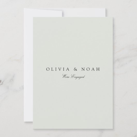 Elegant Black & Sage Verloving Aankondiging Kaart (Voorkant)