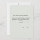 Elegant Black & Sage Verloving Aankondiging Kaart (Achterkant)