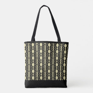 Elegant Black & Sand Beige Patroon Tote Bag