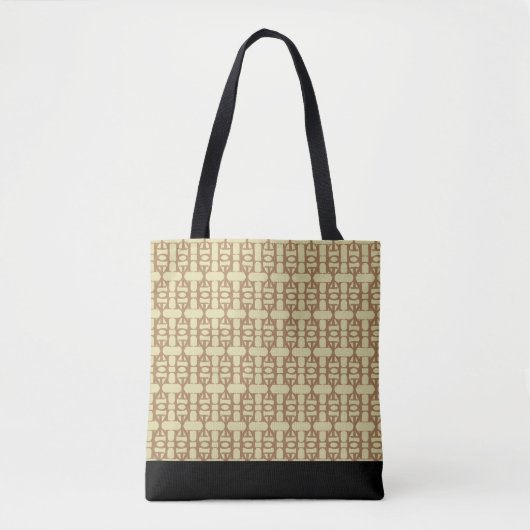 Elegant Black, Sand & Brown Pattern Tote Bag (Voorkant)