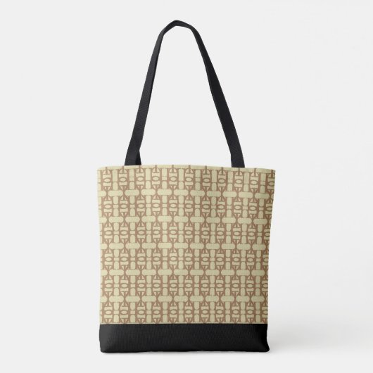 Elegant Black, Sand & Brown Pattern Tote Bag (Achterkant)