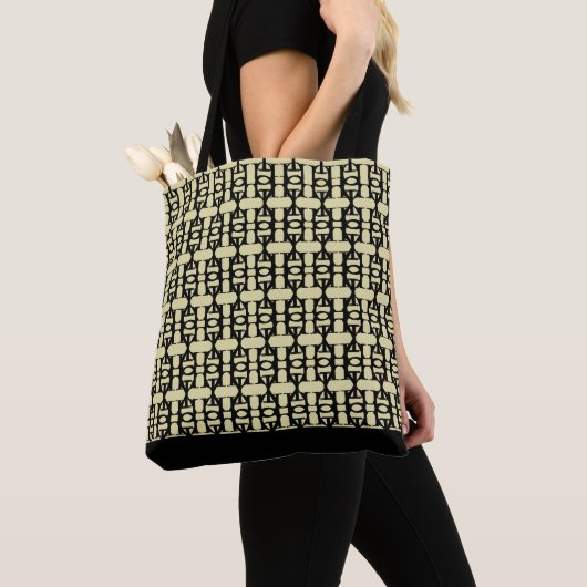 Elegant Black & Sand Pattern Tote Bag (Dichtbij)