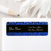 ELEGANT BLACK SAPPHIRE BLUE DAMASK ETIKET (Insitu)