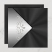 Elegant Black Satin Pearl Wedding Invitations Kaart (Voorkant / Achterkant)