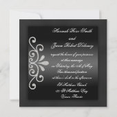 Elegant Black Satin Pearl Wedding Invitations Kaart (Achterkant)