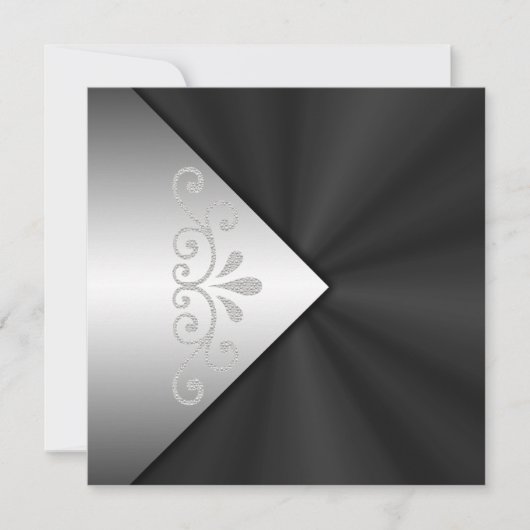 Elegant Black Satin Pearl Wedding Invitations Kaart (Voorkant)