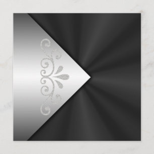 Elegant Black Satin Pearl Wedding Invitations Kaart