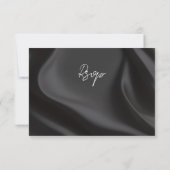 Elegant black satin rsvp with meal choices (Achterkant)