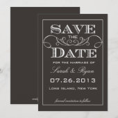 Elegant Black Save the Date Notice (Voorkant / Achterkant)