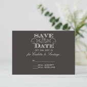 Elegant Black Save the Date RSVP Card (Staand voorkant)