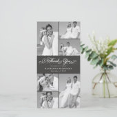 Elegant Black Scalloped Band 6 Photo Chic Wedding Bedankkaart (Staand voorkant)