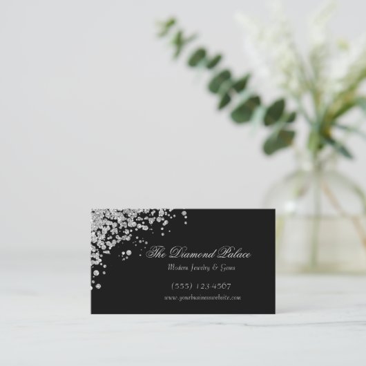 Elegant Black Scattered Diamonds Jewel Visitekaartje (Staand voorkant)