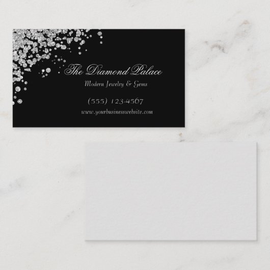 Elegant Black Scattered Diamonds Jewel Visitekaartje (Voorkant / Achterkant)