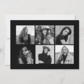 Elegant Black Script 12 Photo Collage Afstuderen Aankondiging (Achterkant)