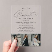 Elegant Black Script 3 fotoafstudeerfeest Acryl Uitnodigingen (Insitu (Draagbaar))