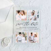 Elegant Black Script 4 Photo Wedding Sla de datum  Acryl Uitnodigingen