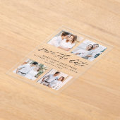 Elegant Black Script 4 Photo Wedding Sla de datum Acryl Uitnodigingen (Laagn)