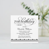 Elegant Black Script 70th Birthday Celebration Kaart (Staand voorkant)
