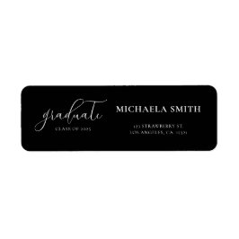 Elegant Black Script Afstuderen Retouradres Etiket