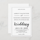 Elegant Black Script Borded Wedding Invitation Kaart (Voorkant / Achterkant)