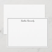 Elegant Black Script Border Aangepast Notitiekaartje (Voorkant / Achterkant)