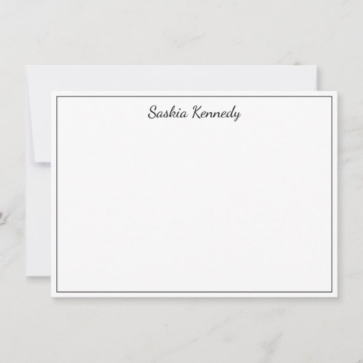 Elegant Black Script Border Aangepast Notitiekaartje (Voorkant)