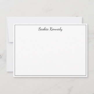 Elegant Black Script Border Aangepast Notitiekaartje