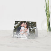 Elegant Black Script Calligraphy Photo Wedding Bedankkaart (Voorkant)