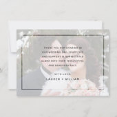 Elegant Black Script Calligraphy Photo Wedding Bedankkaart (Achterkant)