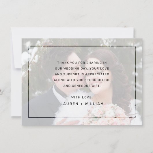 Elegant Black Script Calligraphy Photo Wedding Bedankkaart (Achterkant)