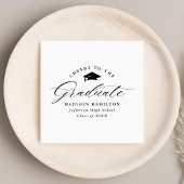 Elegant Black Script Cheers naar de Afstuderen Servet