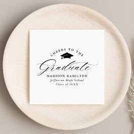 Elegant Black Script Cheers naar de Afstuderen Servet