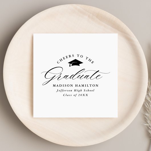 Elegant Black Script Cheers naar de Afstuderen Servet