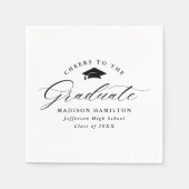 Elegant Black Script Cheers naar de Afstuderen Servet (Voorkant)