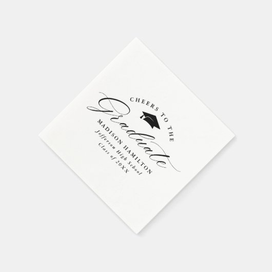 Elegant Black Script Cheers naar de Afstuderen Servet (Hoek)