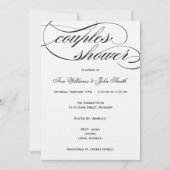 Elegant Black Script Couples Shower Invitation Kaart (Voorkant)