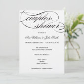 Elegant Black Script Couples Shower Invitation Kaart (Staand voorkant)
