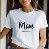 Elegant Black Script Established New Mom T-Shirt