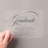 Elegant Black Script Graduation Party Acryl Uitnodigingen (Insitu (Draagbaar))