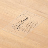 Elegant Black Script Graduation Party Acryl Uitnodigingen (Laagn)